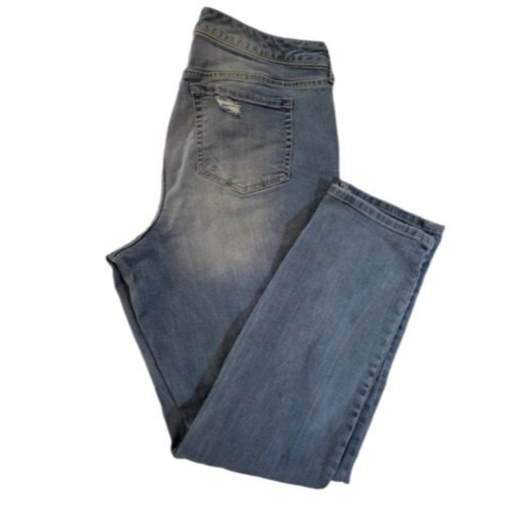 Torrid Women's Size 20 Blue Boyfriend Acid Wash Distressed Stretch Denim Jeans